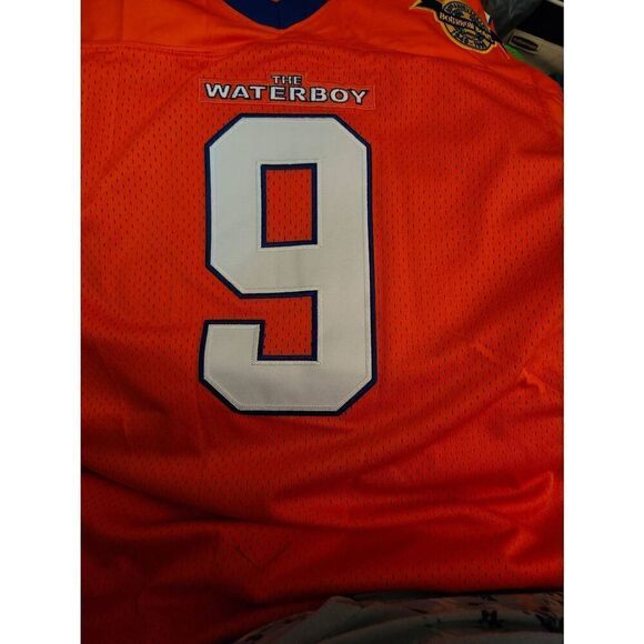 Jersey Nation Bobby Boucher #9 NWT The Waterboy Adam Sandler Movie Mud Dogs Bour - Picture 4 of 6